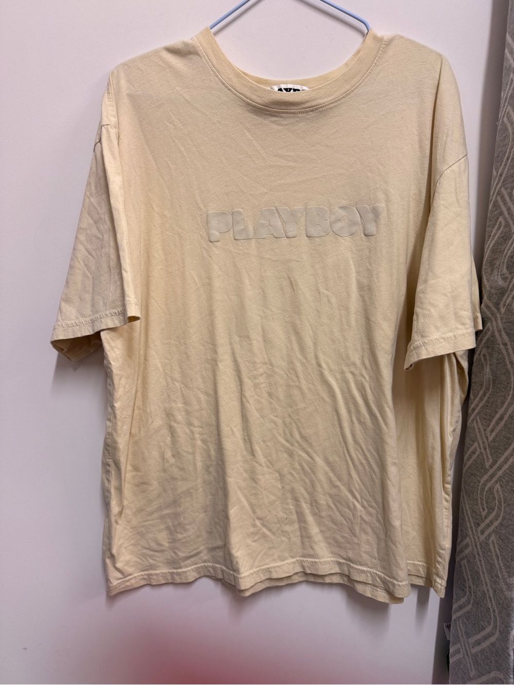 PLAYBOY Cream Embossed Logo Short Sleeve Tee
